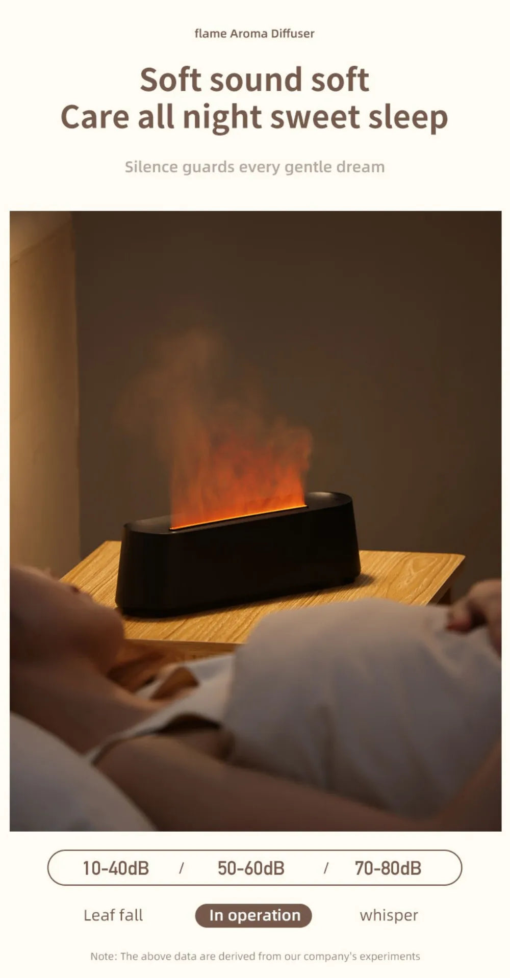 Luftbefeuchter mit Flammen-Aromatherapie-Diffusor, der ätherische Öle in 7 Farben aufnehmen kann, mit Timer und USB-Anschluss für den Schreibtisch.