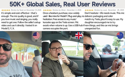 T1-테슬라 Car Karaoke Microphone, 테슬라 Rechargeable Caraoke Mic with USB-A & USB-C Receiver, Plug to Use，No Need Pair
