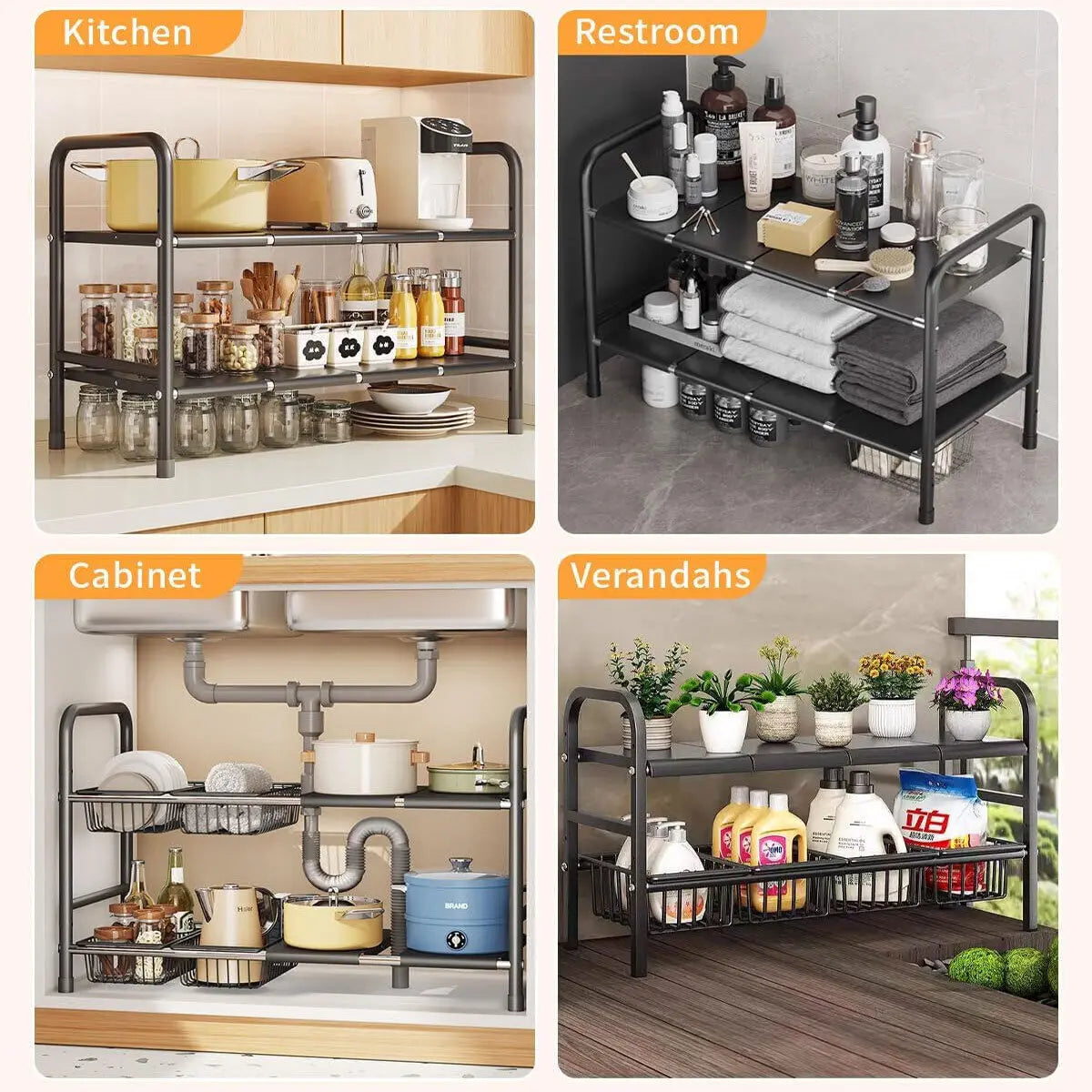 UK Refein 2 Tier Under Sink Organizer and Storage Multifunctional Storage Rack