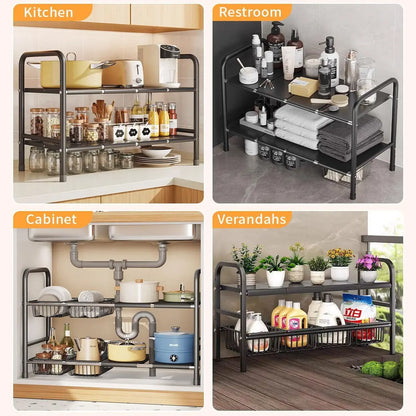 UK Refein 2 Tier Under Sink Organizer and Storage Multifunctional Storage Rack