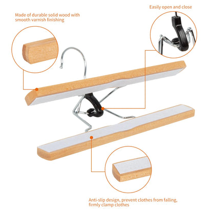 5pcs super strong clamping force solid wood pants rack pants and skirt clips non-slip traceless home storage