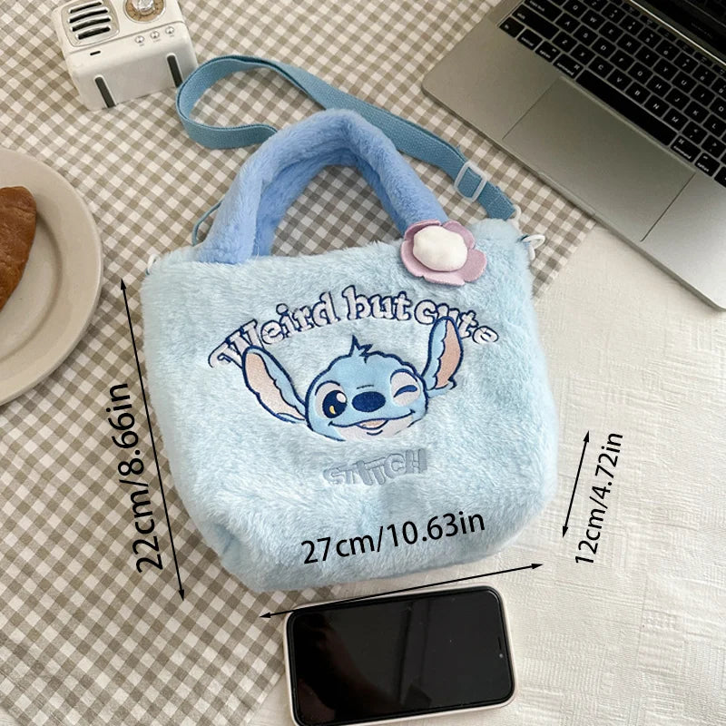 Stitch Women's Plush Shoulder Bags Large Capacity Ctue Crossbody Bag For Pretty Girl Makeup Bag