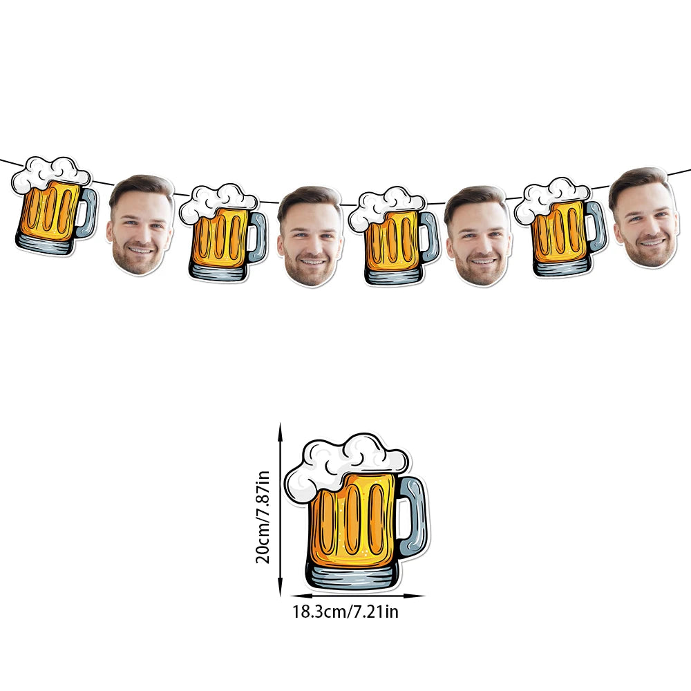 1set 8pcs Custom Birthday Photo Banner Personalized Face Photo Bunting Banner for Adult Birthday Party Favors Birthday Banner