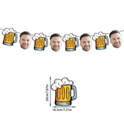 1set 8pcs Custom Birthday Photo Banner Personalized Face Photo Bunting Banner for Adult Birthday Party Favors Birthday Banner