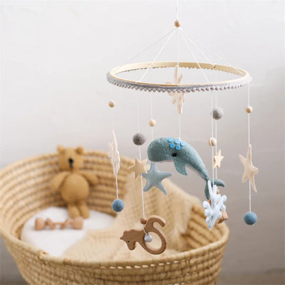 Newborn Baby Rattles Toys 0-12 Months Soft Felt Whale Bed Bell Infant Mobile Crib Hanging Musical Carousel Toy Boys Girls Gift