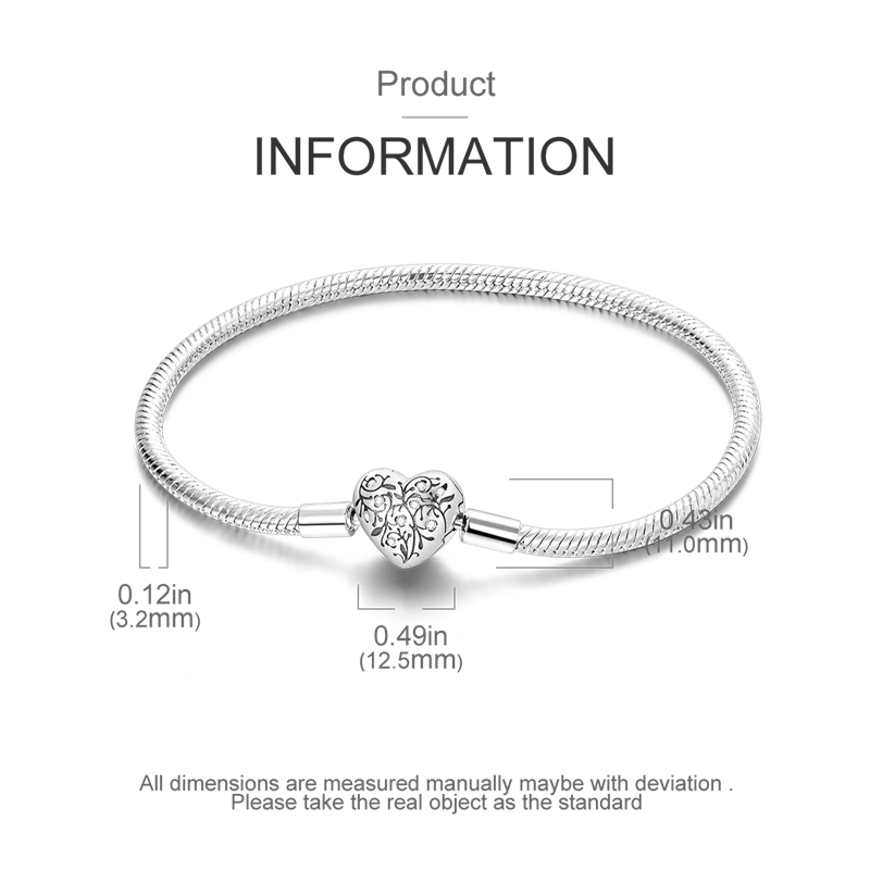 925 Sterling Silver Charm Bracelet - Leaf, Clover, Butterfly & Heart Design | 17-20cm Adjustable