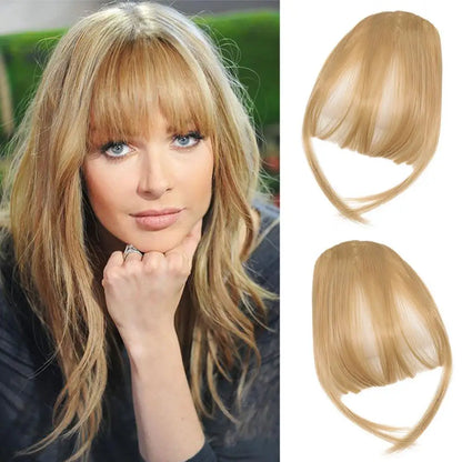 Women Clip-in Bangs Natural Wispy Forehead Hair Extensions Faux French Bangs Girls Straight Air Bangs Fringe Wig Hairpieces