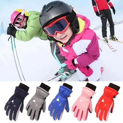 Winter Children Boys Girls Cute Cartoon Non-slip Thick Warm Sports Mittens Kids Ski Gloves Waterproof