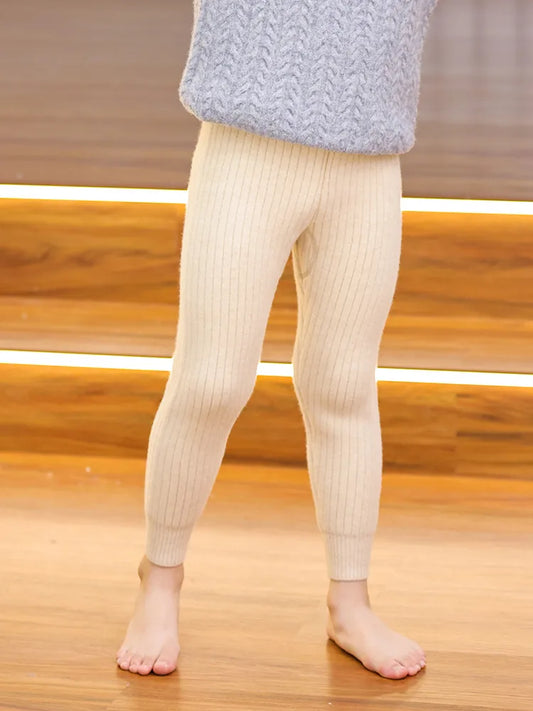 Premium 100% Merino Wool Thermal Leggings for Kids - Warm Winter Base Layer Pants for Boys & Girls