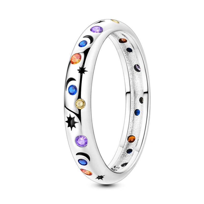 925 Sterling Silver Sparkling Zircon Ring - Classic Stackable Wedding Band for Women