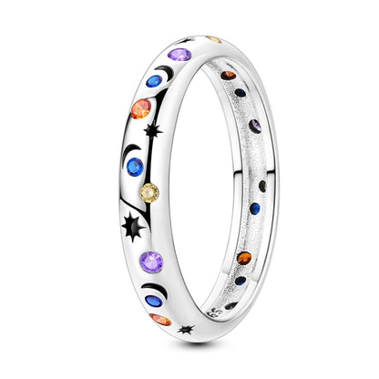 925 Sterling Silver Sparkling Zircon Ring - Classic Stackable Wedding Band for Women