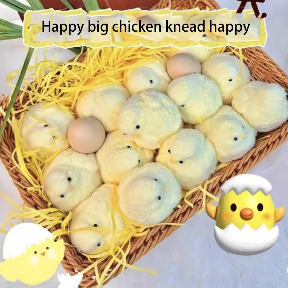 Handmade Plush Simulation Yellow Chicken Stress Relief Toys Handmade Chick Toys Squeezing Pinching Toys Kids Birthday Gift