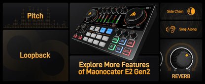 MaonoCaster E2 Gen2 Audio Interface Mixer with Dual XLR Input for Dual Podcast Live Streaming Gaming Audio Interfaces Sound Card