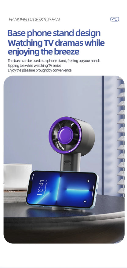 Mini Handheld Fan USB Fast Charging Portable Air Calculating Fan Mute Personal Highspeed Fan for Travel Outdoor Activities