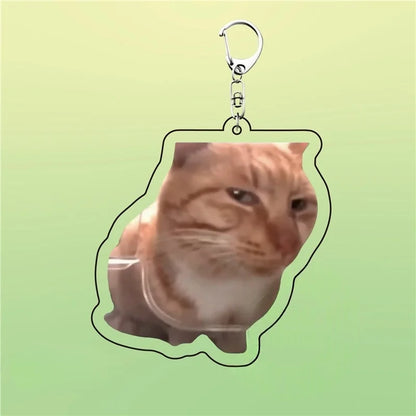 Huh Cat Keychain Meme Keychain  Fanny Cat Keyring Talking Cats Confused Cat Pandant Cute Gift