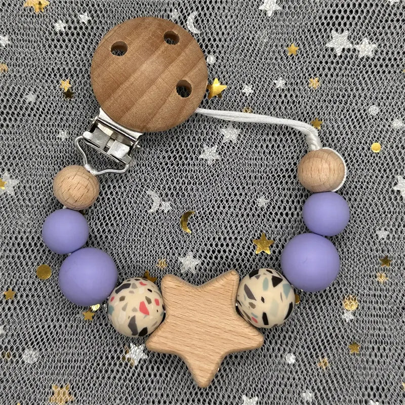NEW Custom Name Wooden Personalized Baby Pacifier Chain Beech Bead Dummy Nipple Holder Guard Teether Pendant Newborn Mother Gift