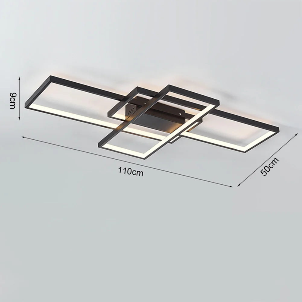 KOMORE Neutral Style Rectangular LED Semi Flush Ceiling Light, Cool White / Stepless Dimming for Office, Living Room