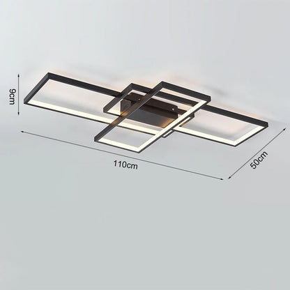 KOMORE Neutral Style Rectangular LED Semi Flush Ceiling Light, Cool White / Stepless Dimming for Office, Living Room