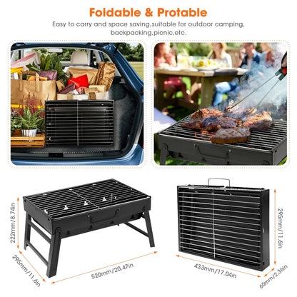 Portable Folding BBQ Grill, Compact and Lightweight Charcoal Grill, Easy to Assemble and Carry, Ideal for Outdoor Cooking