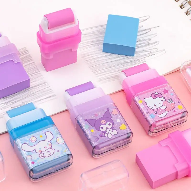 Sanrio All-Star Eraser For Students Cartoon Cute Kuromi Cinnamoroll My MelodyHello KittyPompompurin Roller Storage Eraser Gift