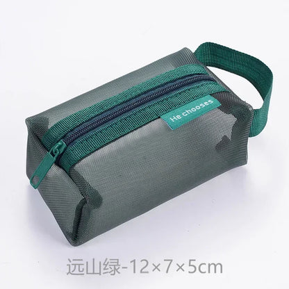 Dark Series Vintage Three-dimensional Square Nylon Mesh Coin Purse Pouch Large Capacity Key Lipstick Earphone Organizer Card Bag