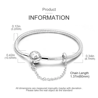 925 Sterling Silver Charm Bracelet - Leaf, Clover, Butterfly & Heart Design | 17-20cm Adjustable