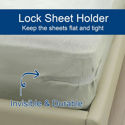 Universal Bedsheet Corner Tightener Clips Invisible Bedspread Secure Holder with Heavy-Duty Mattress Straps Sheets Slot Locks