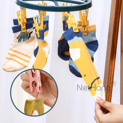 8 Pegs Thickened Clip Underwear Socks Hanger Laundry Airer Cloth Dryer Rack