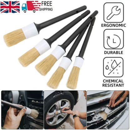 5PCS CAR DETAIG BRUSH DETAIL FOR CLEANING WHEELS ENGINE EMBLEMS AIR VENTS SET