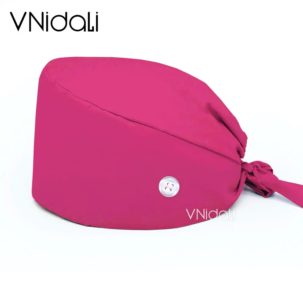 Solid color scrub cap with button pet grooming working Caps  surgical cap Lab work hat  womens Scrub hats nurse accessories