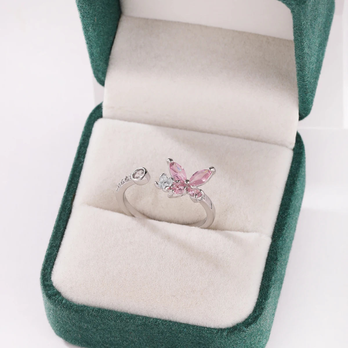 Pink Zircon Bow Heart Rings For Women Gold Plated 18K Plated Adjustable Heart Ring 2026 Trend Wedding Aesthetic Jewelry Gift
