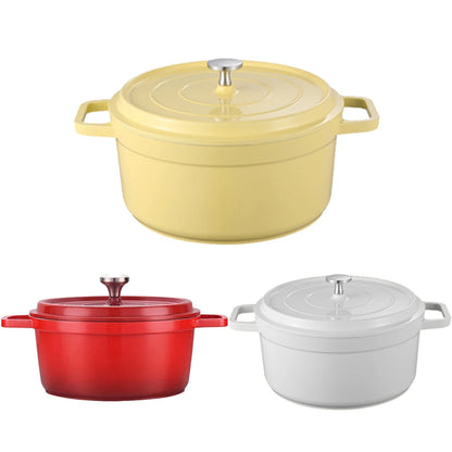 Enameled Cast Aluminum Dutch Oven with Lid Home Kitchen Enamel Stock Pot Dutch Oven Cast Aluminum Pot Multifunctional Cookware