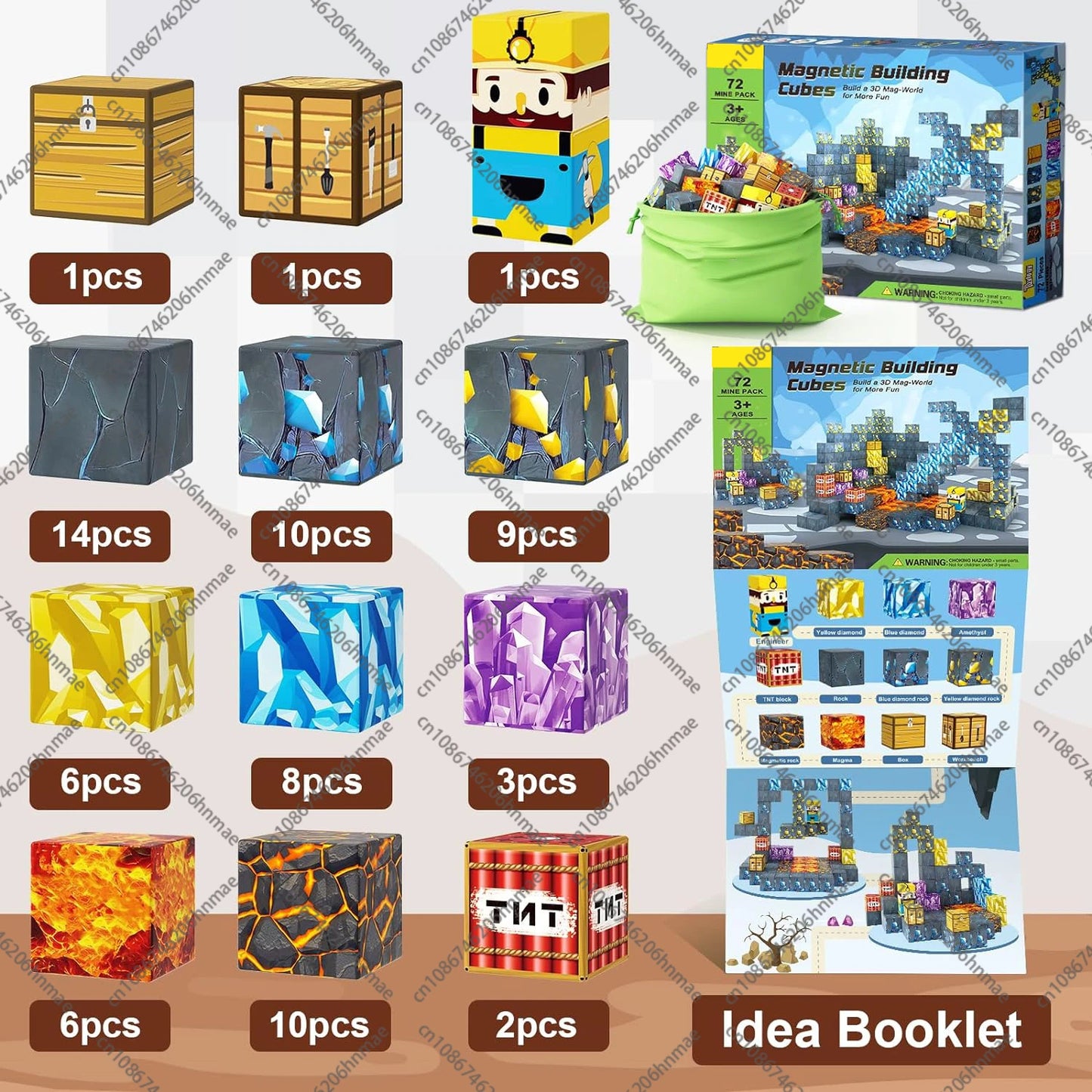 Magnetic Building Blocks Mine World Magnet Cube Set STEM Montessori Sensory Toy for Kids Boys Girls Ages 3+ DIY Model Children