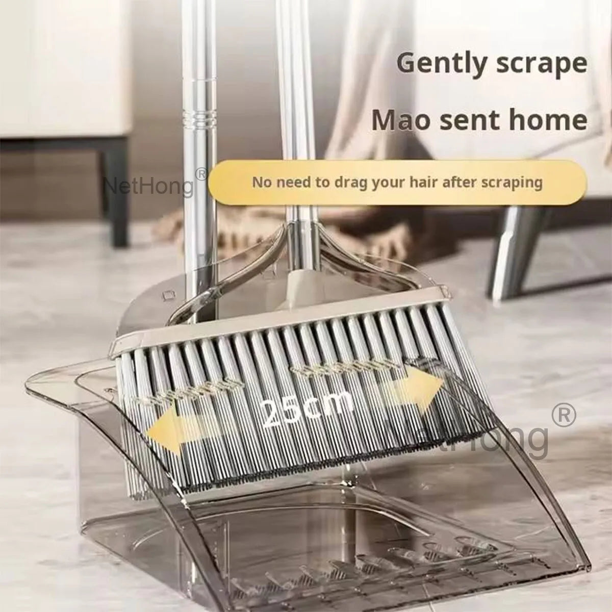 Long Handled Dustpan And Brush Set Strong Handle Dust Pan &Broom Upright Sweeper