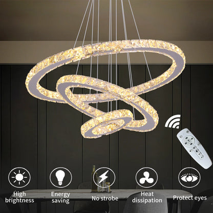 Crystal Pendant Light Living Room Remote Control Gold Chrome Lustre Ceiling Chandeilers Lamp for Bedroom Home Decoration Luminai