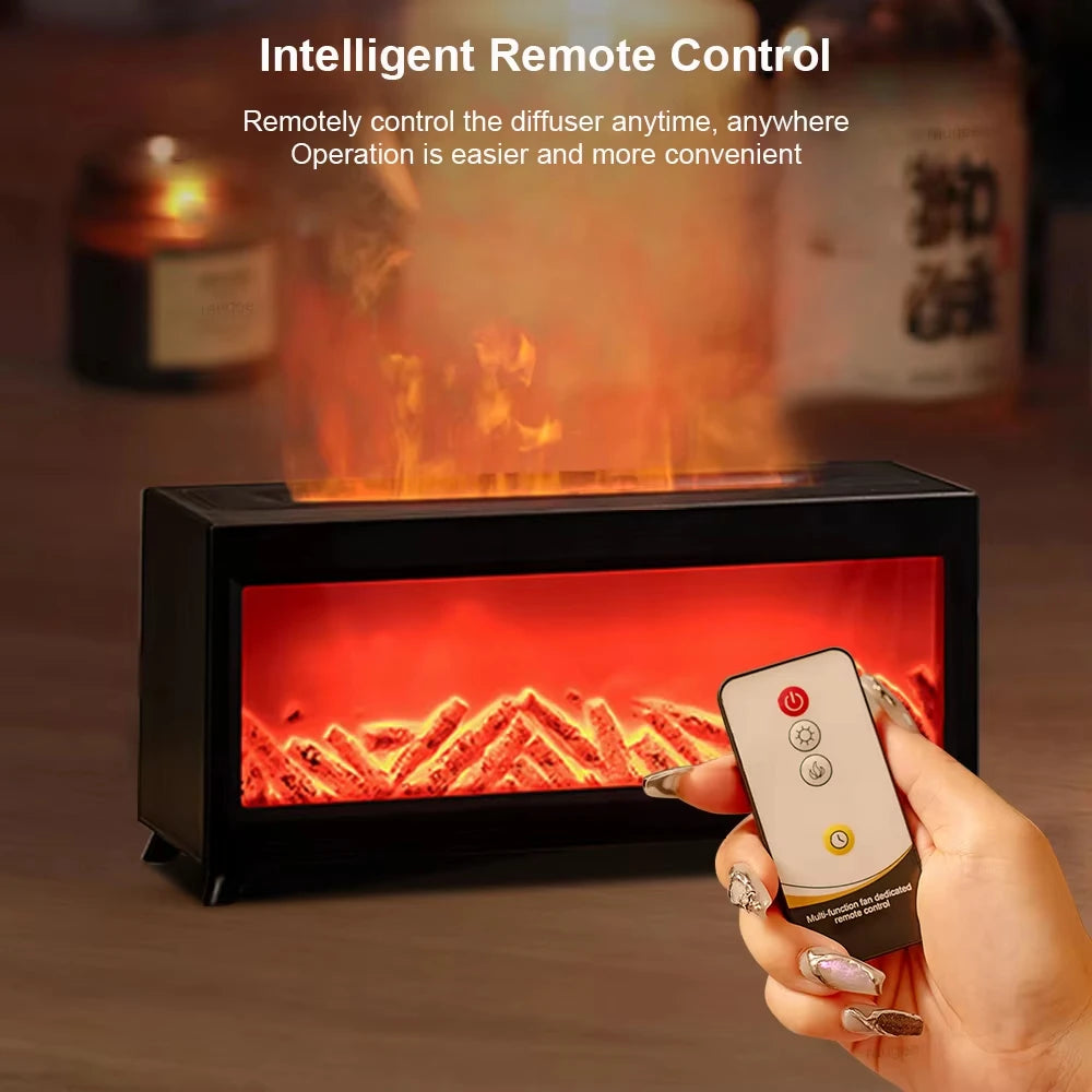 New Simulation Fireplace Flame air Humidifier Remote Control Colorful Night Light Desktop Home  Essential Oil Aroma Diffuser