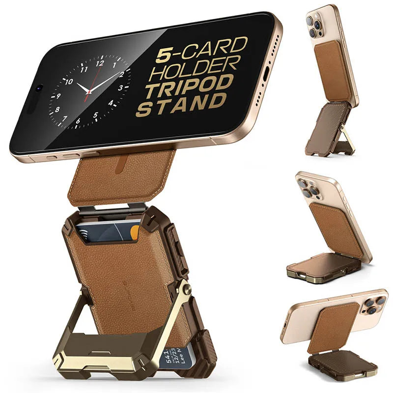 SUPCASE Magnetic Tripod Phone Stand Credit Card Holder for iPhone 16/15/14/13/12 Adjustable Phone Stand Compatible with MagSafe