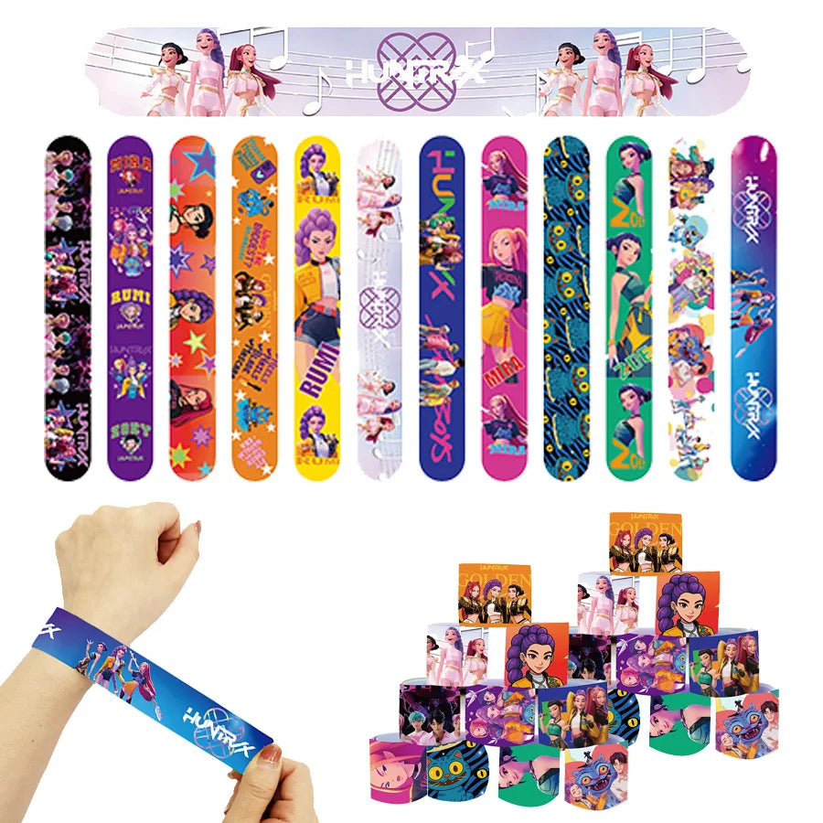 K-Ppop Demon Hunter Slap Bracelets Party Favors Gifts Goodie Bag Fillers Wristbands Snap Bracelets for Kids Birthday Christmas