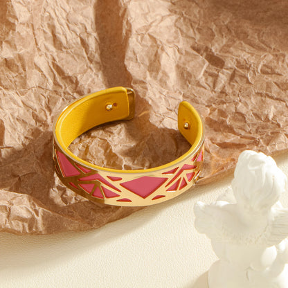 Hollow double-sided leather replaceable women's light luxury style golden jewelry gift banquet daily wear open bracelet