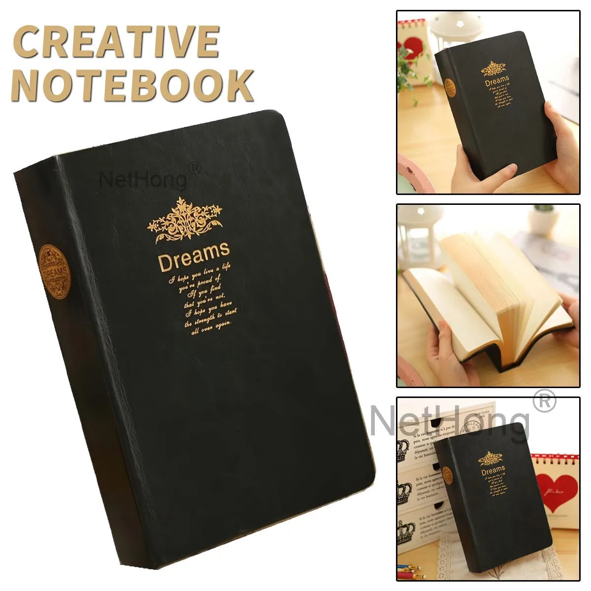 Classic A5 Notebook Hardback Cover & Ribbon Marker School Notebook~