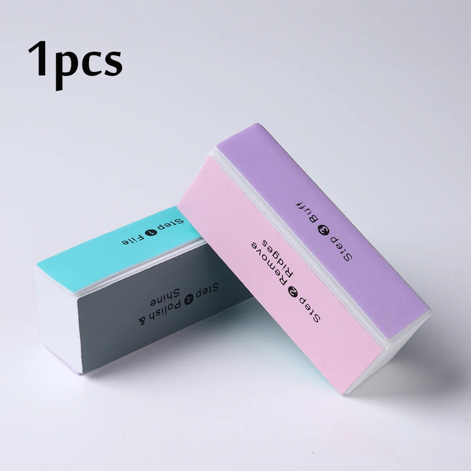 4 Sides Sponge Nail Buffers Colorful Sanding Buffing Block Grinding Polishing Nail File 4 Sided Professional Nail Manicure Tool