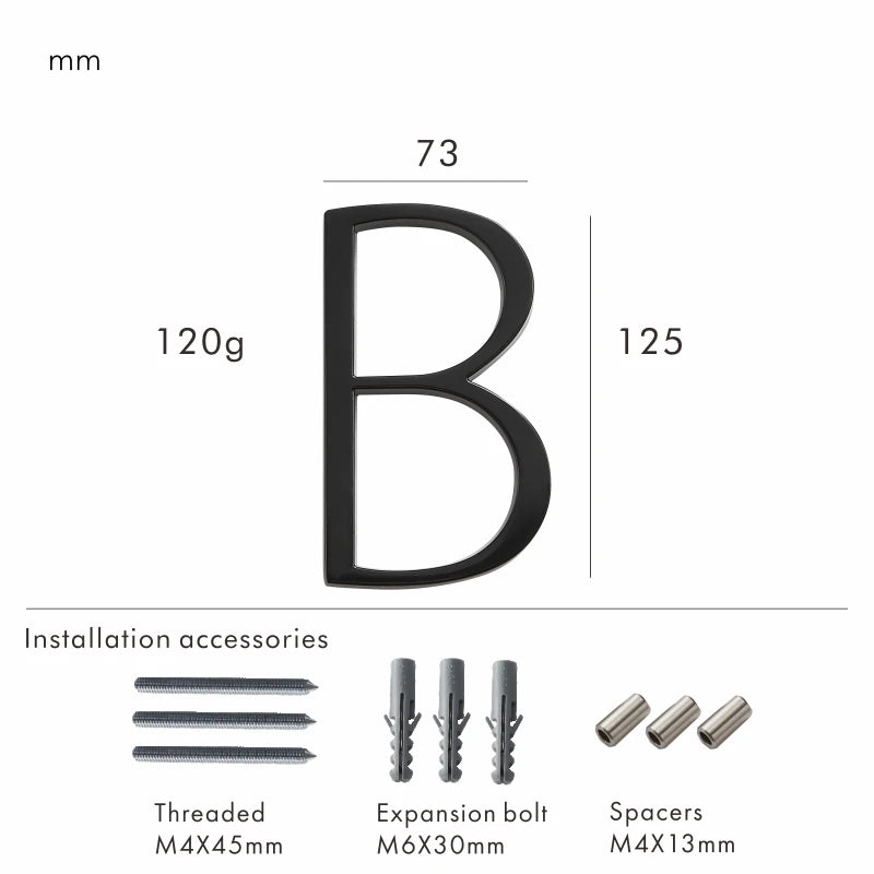 Nurlin 5 inchs 125mm Luxury Address Big House Numbers Modern Gold Black Silver Floating Signage Outdoor Digits Mailbox Sign