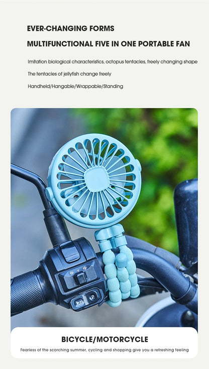 HOMEFISH Portable Baby Stroller Fan Oscillating Clip-on Mini Fan USB Battery Operated with Flexible Tripod for Pram Car Seat