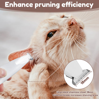 Electric Pet Paw Trimmer Rechargeable Cat Paw Clipper Low Noise Dog Paw Trimmer Kit with LED Light Waterproof Pet Grooming Tools