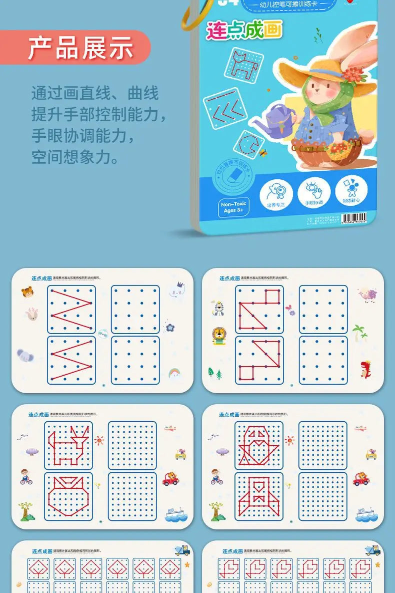 Magical Montessori Tracing Workbook Reusable Pen Control and Tracing Book for Kids Calligraphy and Drawing Educational Toys