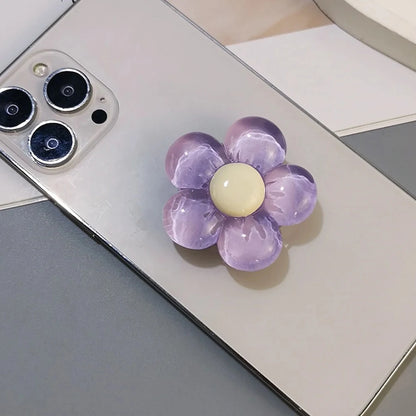 Korean Cute 3D Transparent Flower Phone Grip Tok Griptok Japan Phone Holder For iPhone 15 14 13 Phone Pro Max Stand Holder