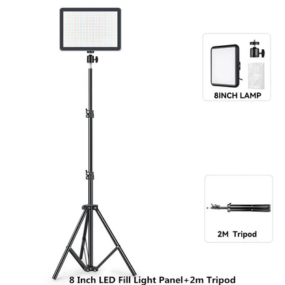 LED Photography Video Light Panel Lighting Photo Studio Lamp Kit with 8/12 Inch Adjustable Brightness,for YouTube Live Streaming