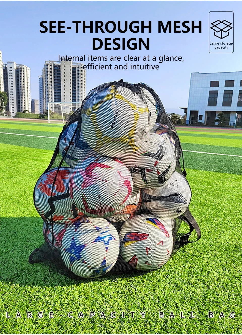Loogdeel Football Basketball Ball Pack Double Shoulder Storage Pouch Shoulder Net Pocket Bag Training Sports Equipment Bag