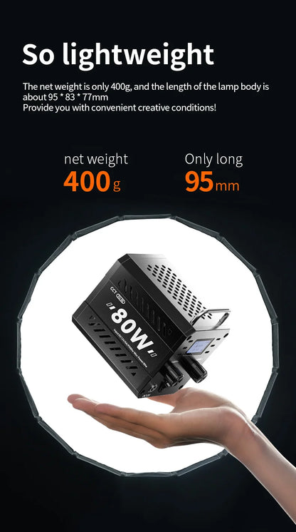ZU80/ZU60 Photo Studio Light COB Bi-Color 2500-8500K CRI≥95 TLCI≥97 With Diffuser LED Video Lights Fill Lighting