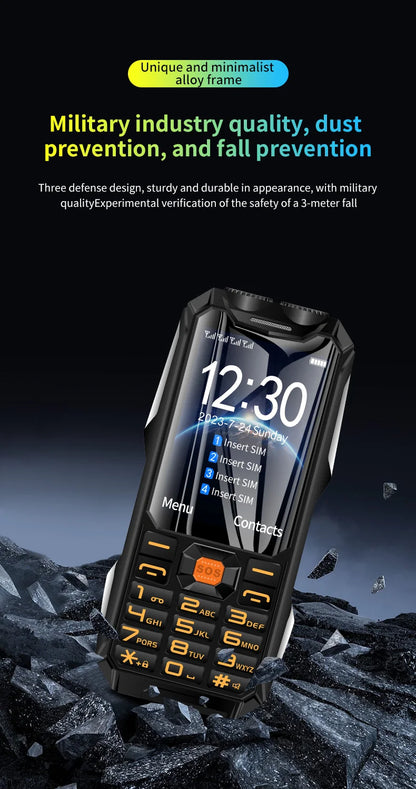 Q9 GSM 2G Network Mobile Phone 4 SIM Cards Rugged Bar Cellphone 3.5Inch HD Display Big Battery Loud Voice For Elderly